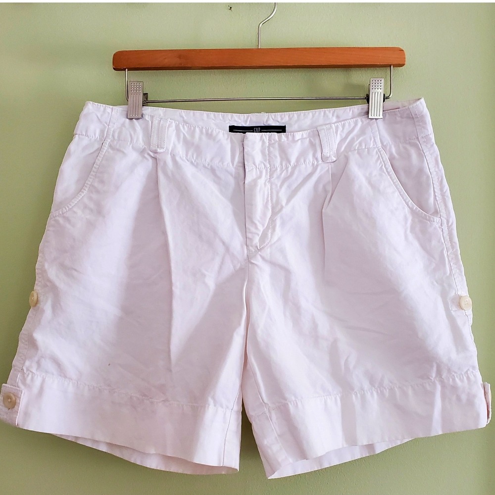 Gap Vintage Y2K Linen Cotton White Convertivle Cuffed Shorts Womens 4.5 OR 7 in.